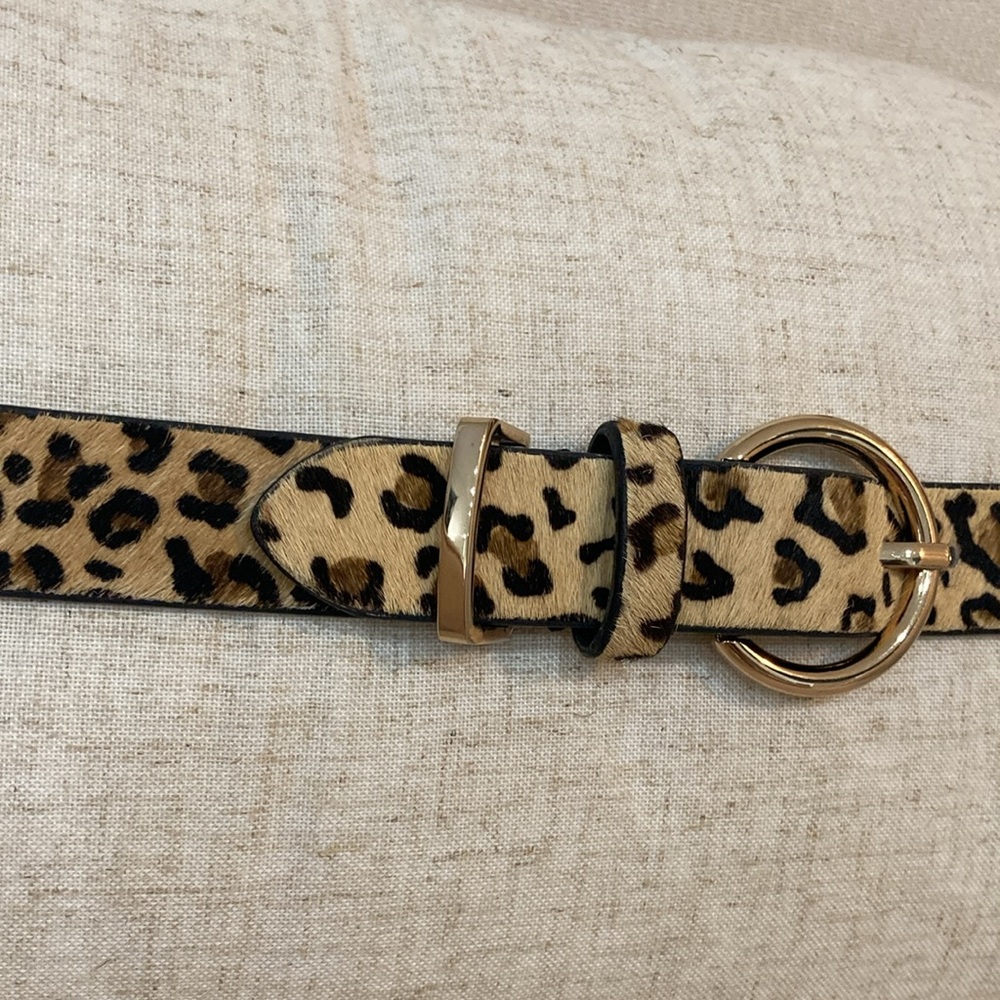 Leopard Print Belt with Gold Buckle - Picture 5 of 15